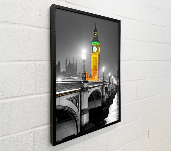 Golden Big Ben Over Tower Bridge