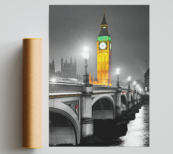 Golden Big Ben Over Tower Bridge Poster