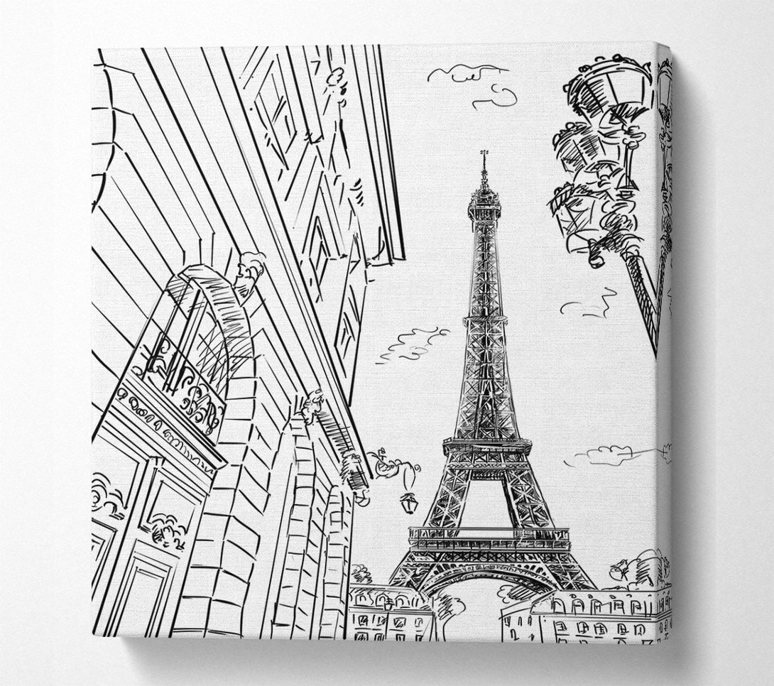  A Canvas Print of Eiffel Tower Streets 2 Canvas Art