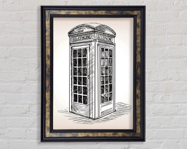 Phone Box Outline Framed Print