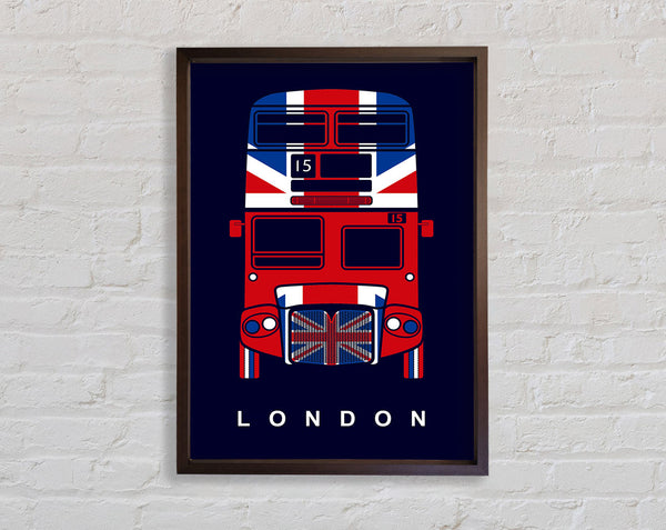 English Flag On A London Red Bus Framed Print
