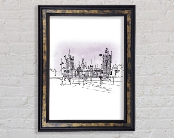Purple Houses Of Parliament Framed Print