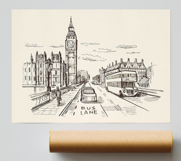 London Street Outline 1 Print