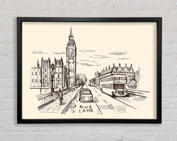 London Street Outline 1 Framed Print