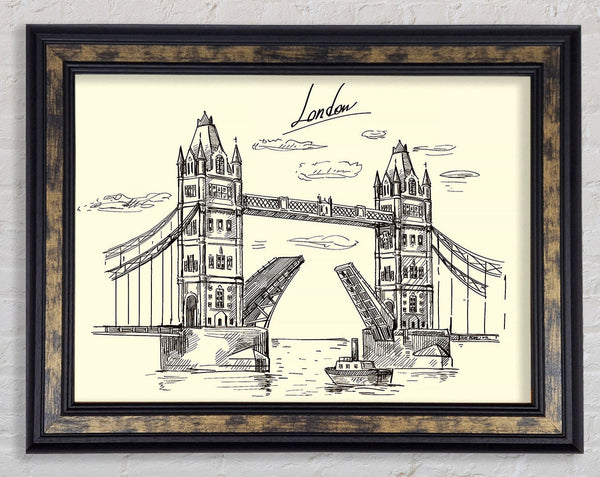 Tower Bridge Outline 5 Framed Print