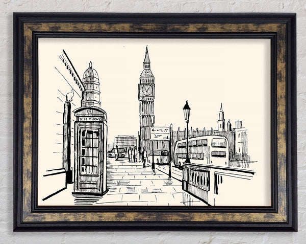London Street Outline 2 Framed Print