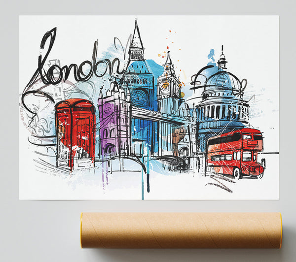 Iconic London Sites Giclee Print