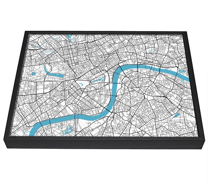 A picture of a The Map Of London Thames 1 framed canvas print sold by Wallart-Direct.co.uk