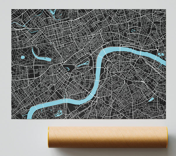 The Map Of London Thames 2 Print