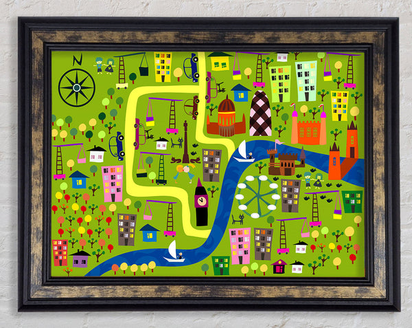 Childs Map Of The City Framed Print