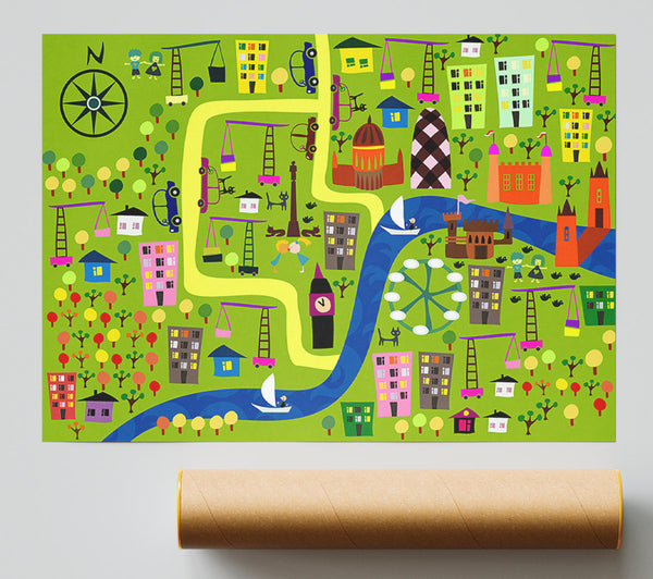 Childs Map Of The City Poster