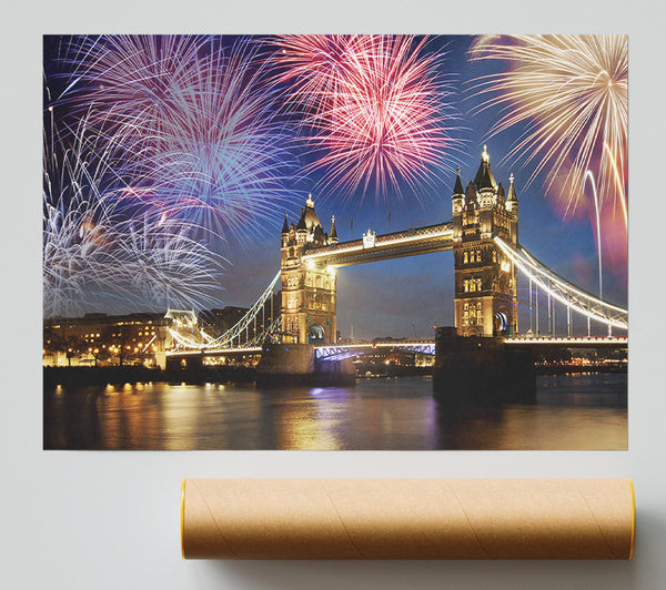 Fireworks Over Tower Bridge Print