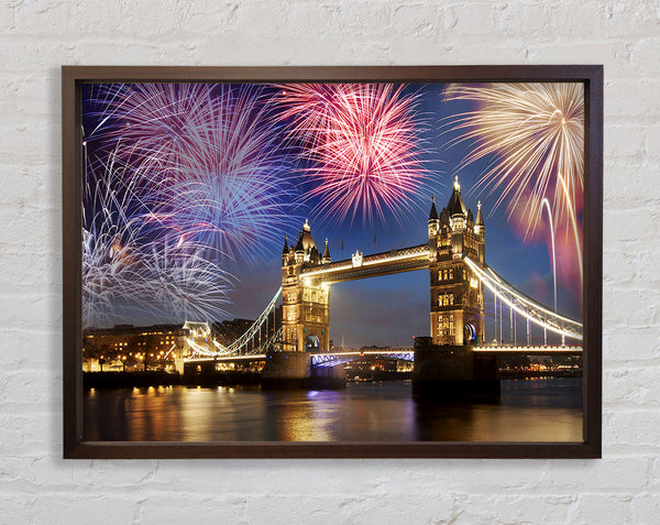 Fireworks Over Tower Bridge Framed Print