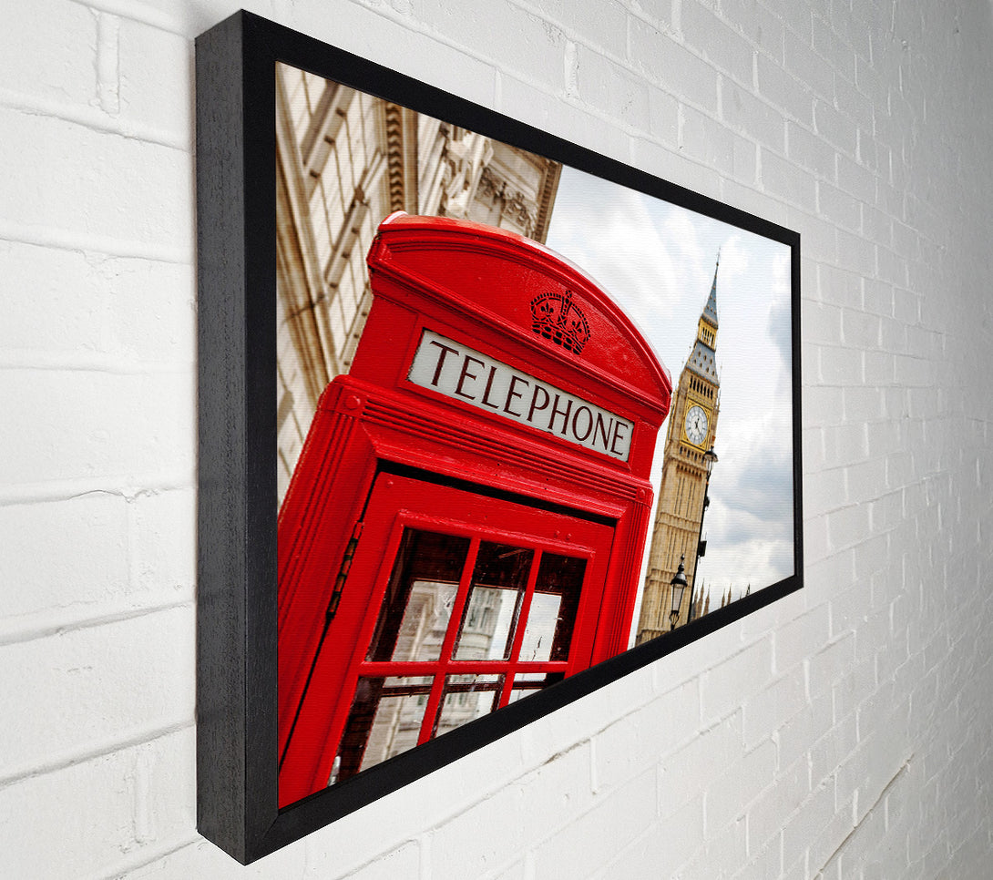  A Canvas Print of Red Telephone Box Next To Big Ben Canvas Print