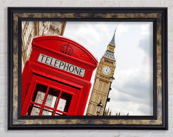 Red Telephone Box Next To Big Ben Framed Print