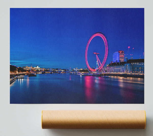 London Eye Pink Glow Poster
