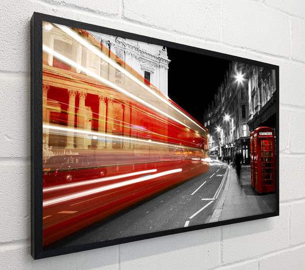 Red Bus Speeding Through The City