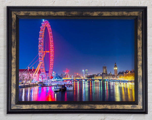 London Eye Rainbow Thames At Night