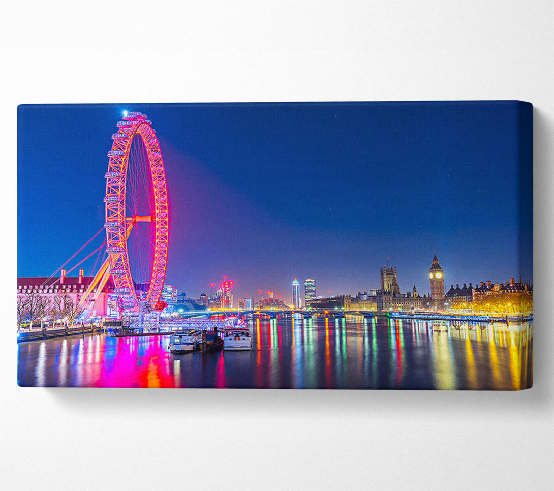  A Canvas Print of London Eye Rainbow Thames At Night Canvas Wall Art
