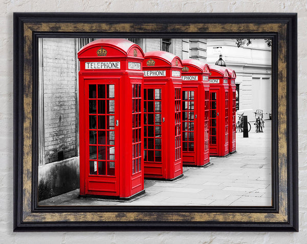 Red Telephone Box LineUp Framed Print