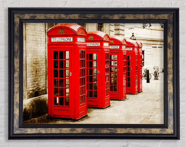 Red London Phone Boxes Framed Print