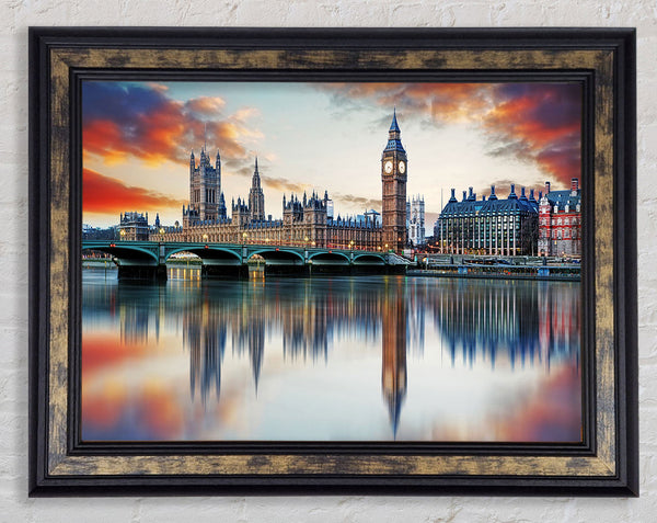 Stunning Reflections Of The Houses Of Parliament Framed Print