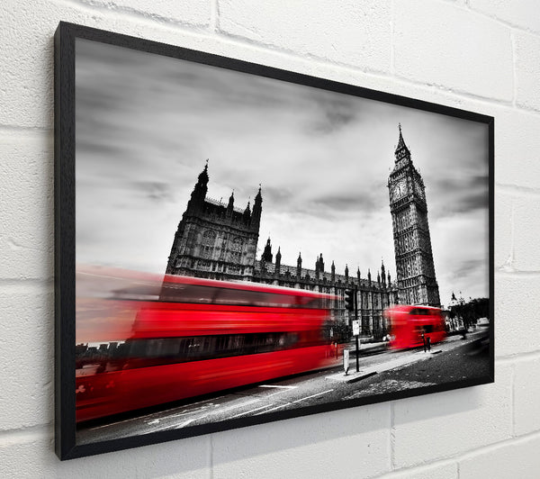 Houses Of Parliament Red Bus Blur