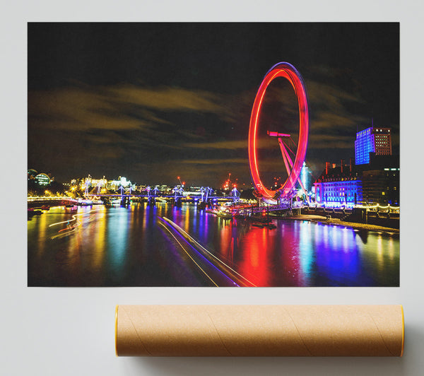 The London Eye Night Poster