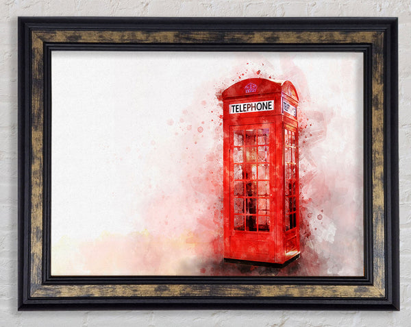 Red Phone Box Splash Framed Print