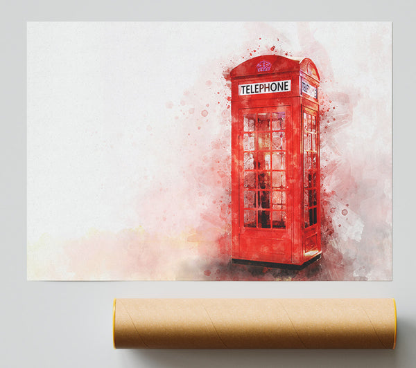 Red Phone Box Splash Giclee Print