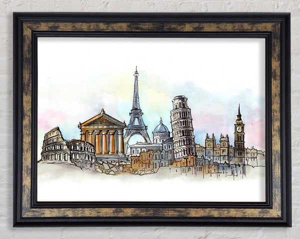 Famous Citys Of The Europe 4 Framed Print
