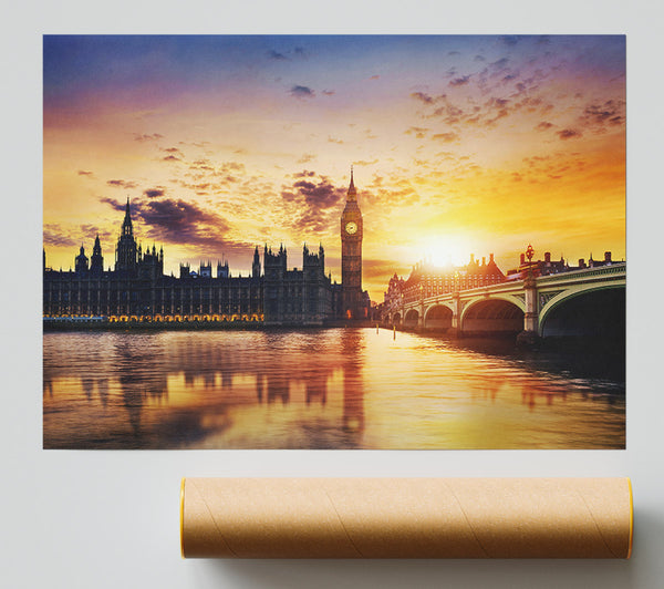Sunset Over The Houses Of Parliament Giclee Print