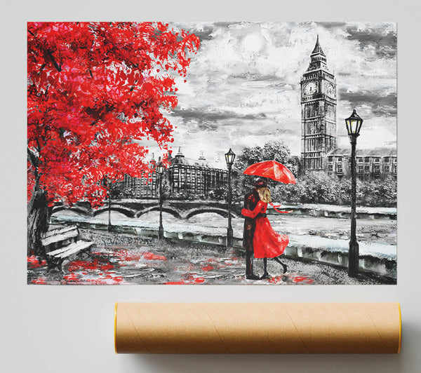 Honeymoon Couple Big Ben Giclee Print