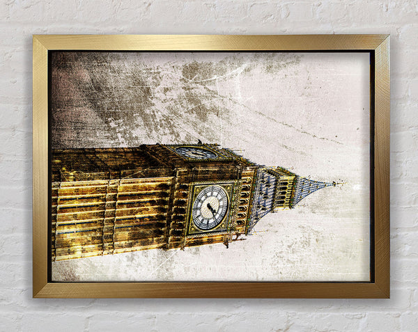 Golden Big Ben Framed Print