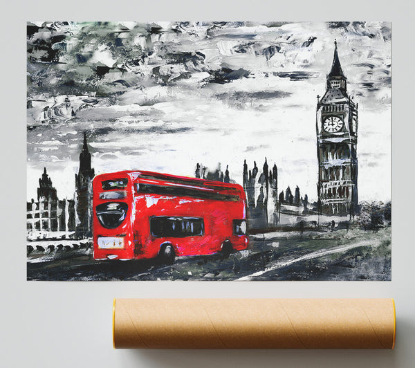Big Ben Red Bus Giclee Print