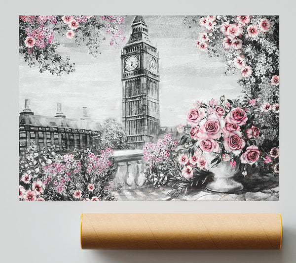 Big Ben Pink Roses Print