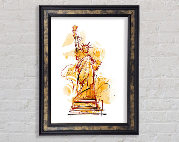 Golden Statue of Liberty Framed Print