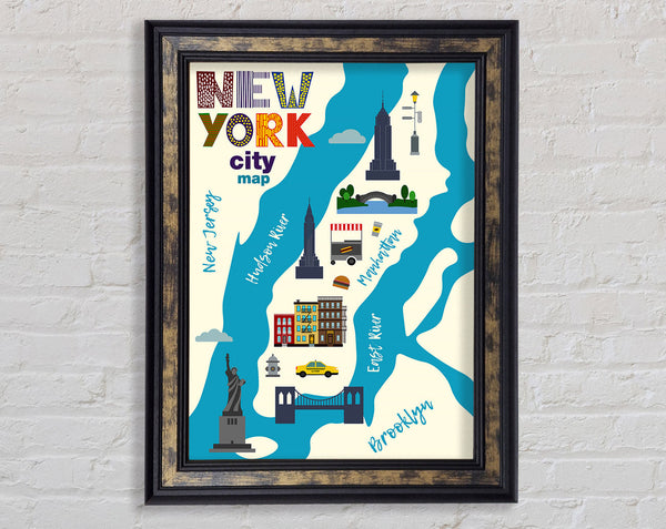 NYC Map Framed Print