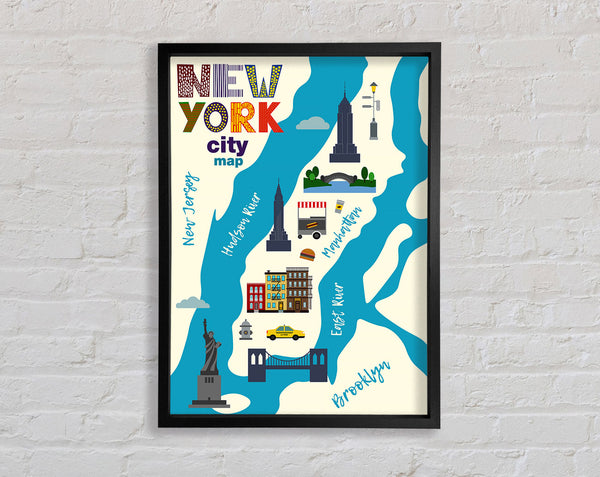 NYC Map Framed Print