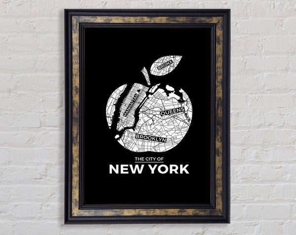 Retro map Of The City 10 Framed Print
