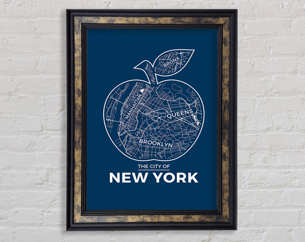 Retro map Of The City 8 Framed Print