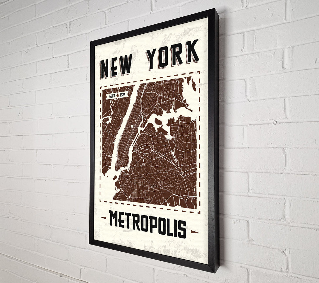  A Canvas Print of Retro map Of The City 9 Canvas Wall Art