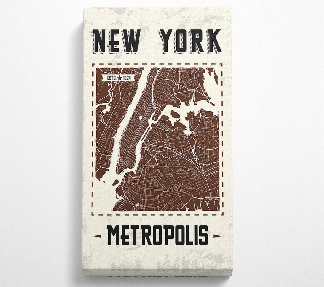  A Canvas Print of Retro map Of The City 9 Canvas Wall Art