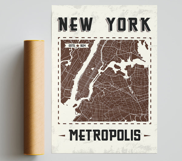Retro Map Of The City 9 Giclee Print