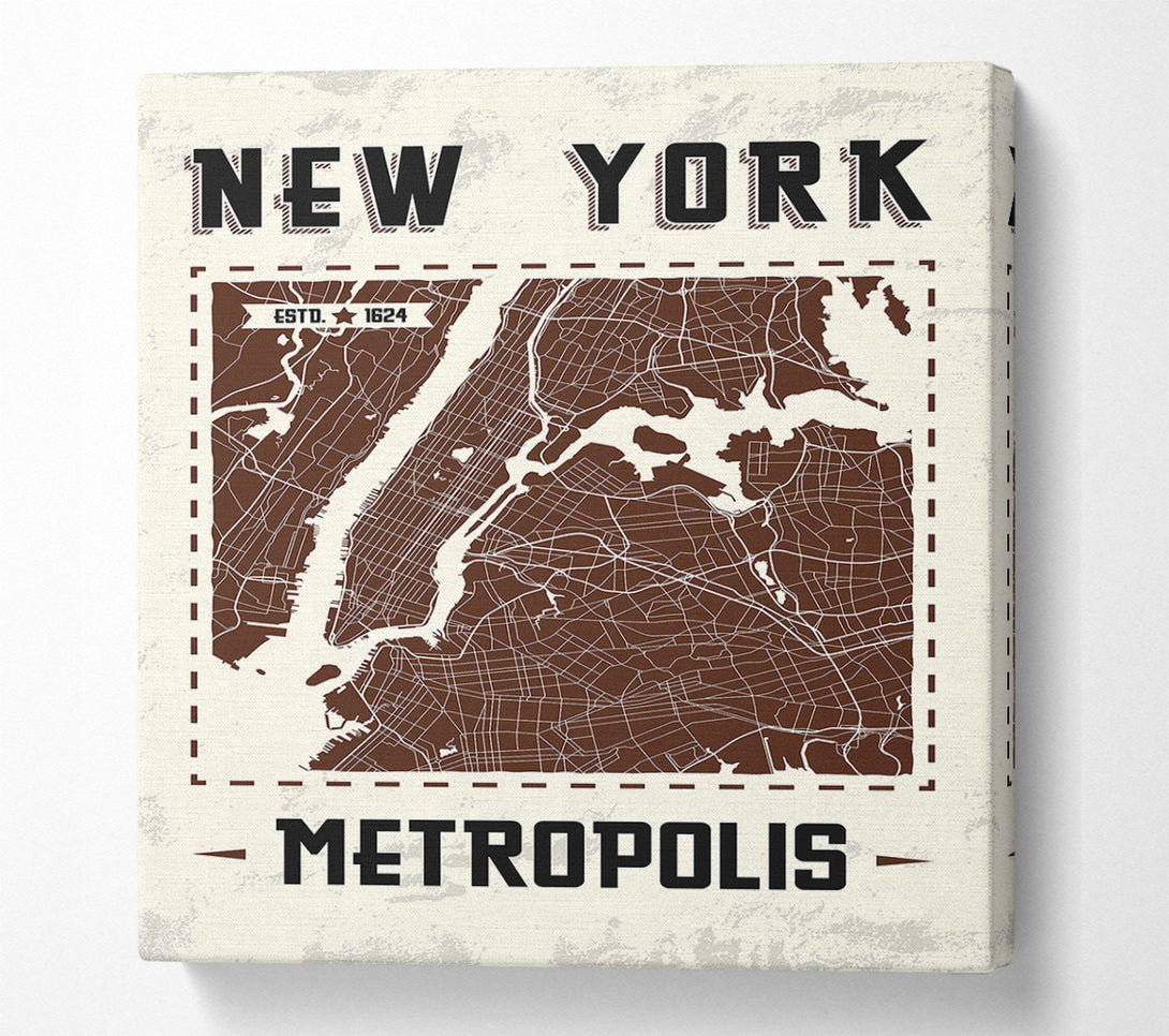  A Canvas Print of Retro map Of The City 9 Canvas Wall Art