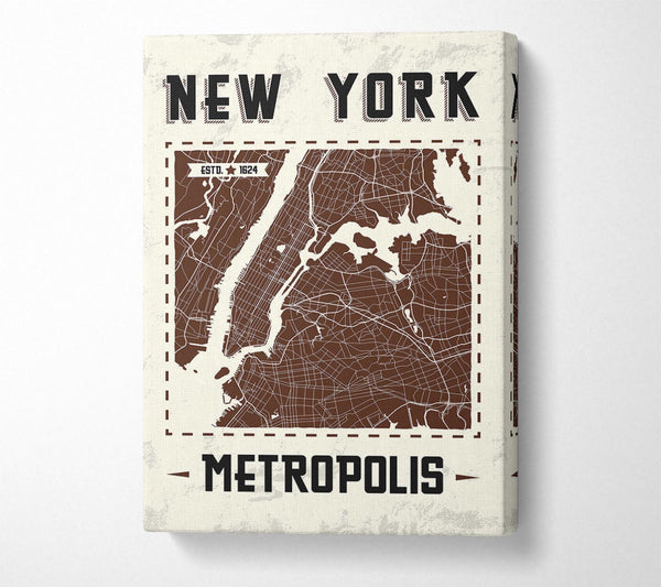  A Canvas Print of Retro map Of The City 9 Canvas Wall Art