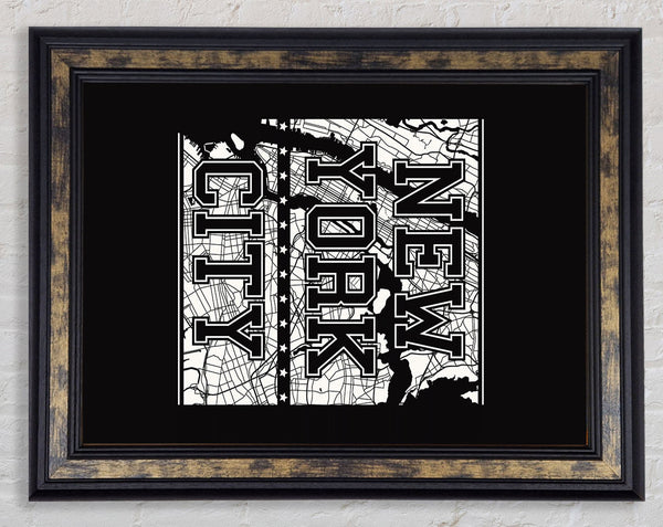 Retro map Of The City 7 Framed Print