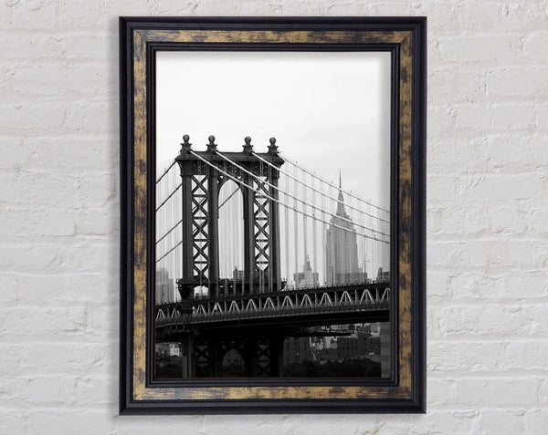 Empire State Through The Bridge Framed Print