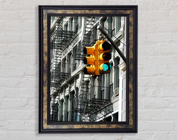 Yellow Traffic Lights Framed Print