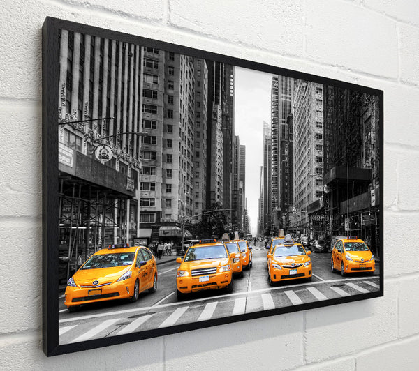Yellow Cab Line Up Streets